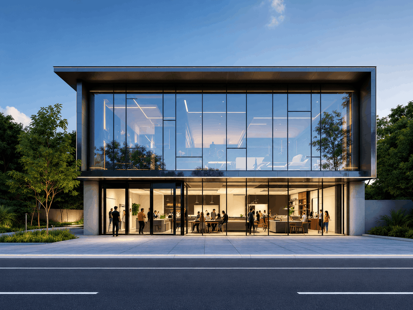 Modern commercial architecture 3D render