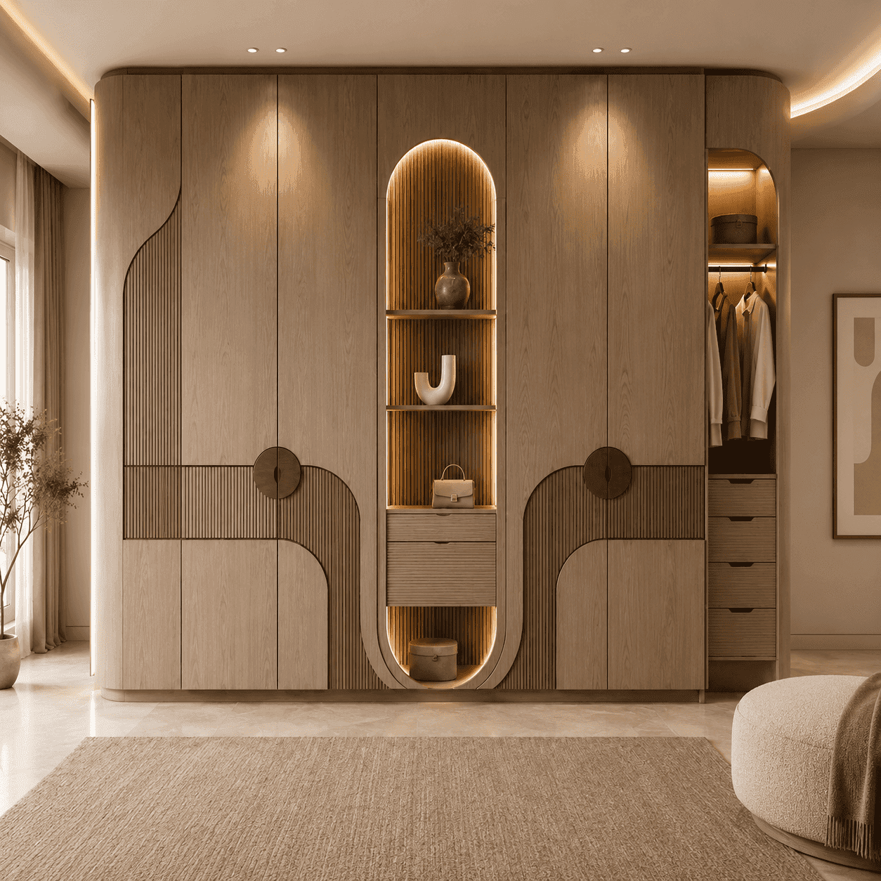 Sliding wardrobe full elevation in a Chennai bedroom