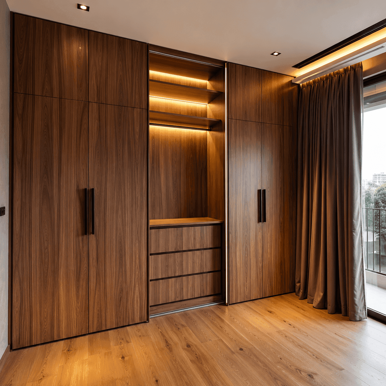 Wardrobe internal organisers and drawers