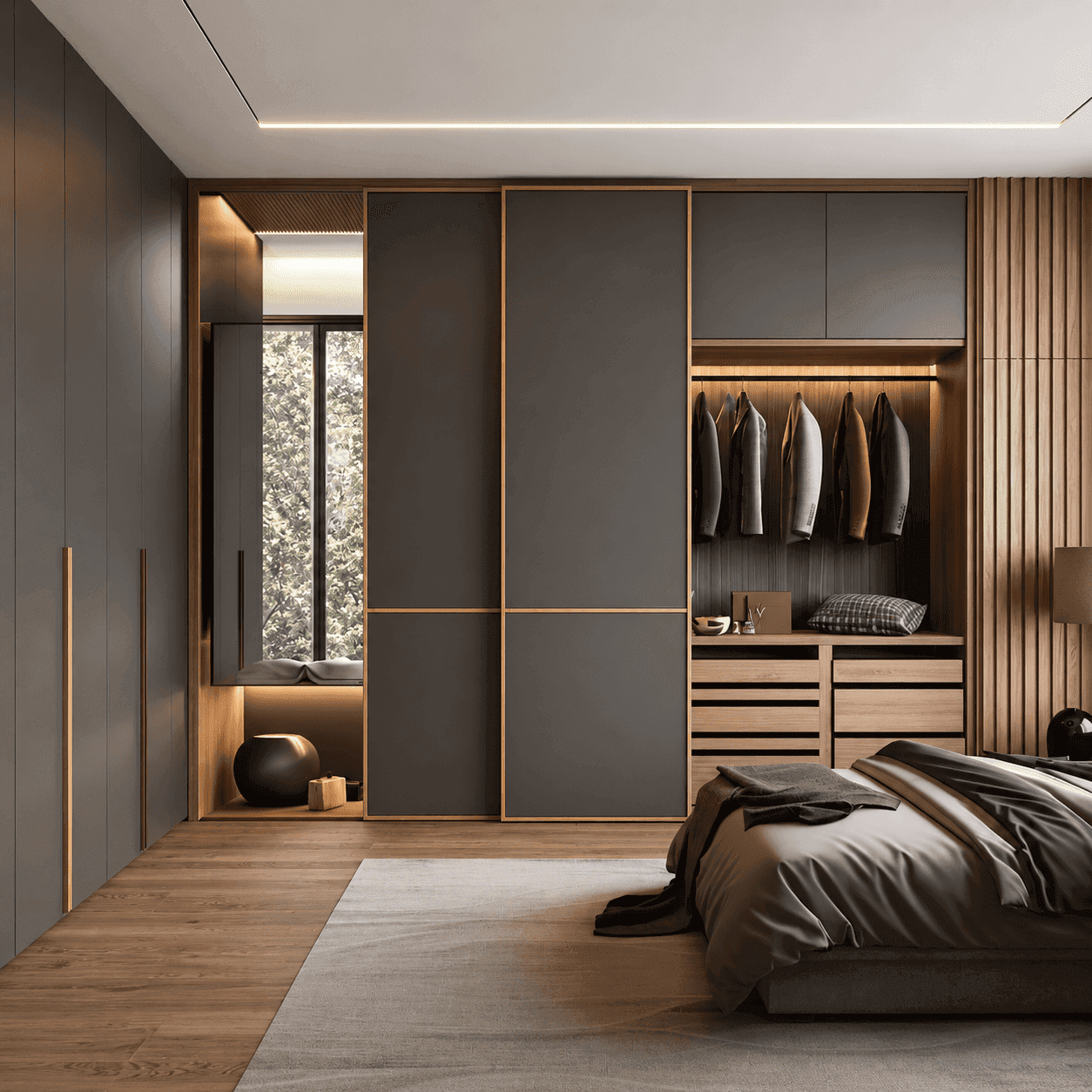 Loft storage above the wardrobe